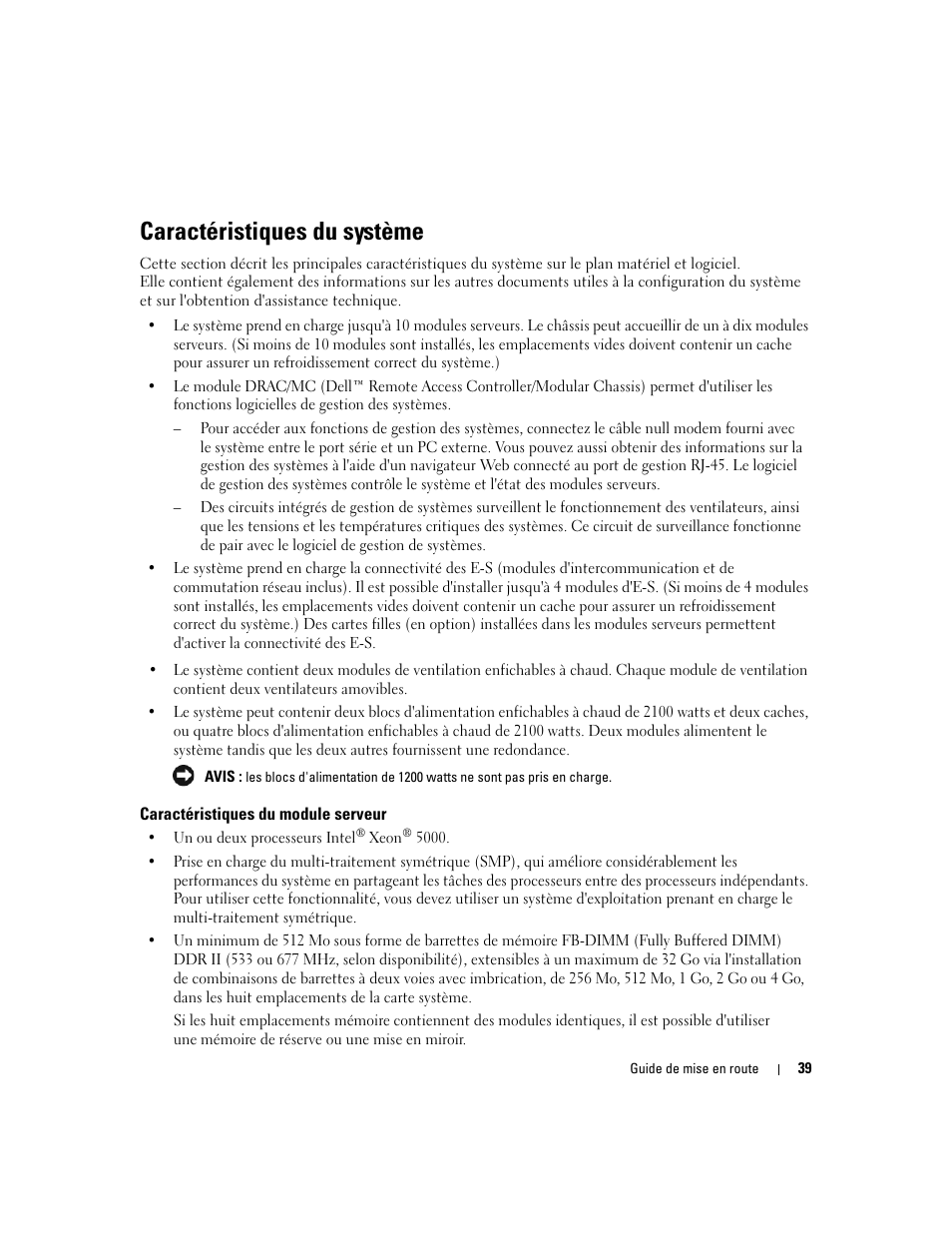 Caractéristiques du système | Dell POWEREDGE 1955 User Manual | Page 41 / 162