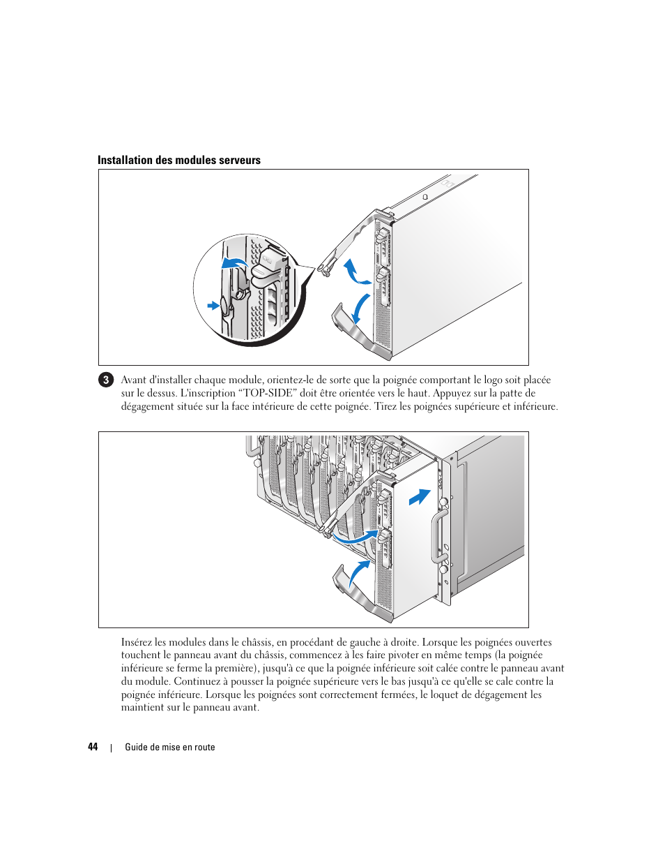 Installation des modules serveurs | Dell POWEREDGE 1955 User Manual | Page 46 / 162