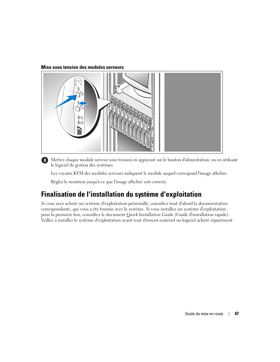 Mise sous tension des modules serveurs | Dell POWEREDGE 1955 User Manual | Page 49 / 162
