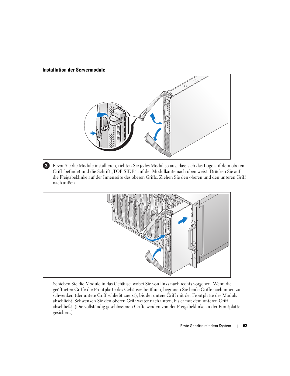 Installation der servermodule | Dell POWEREDGE 1955 User Manual | Page 65 / 162