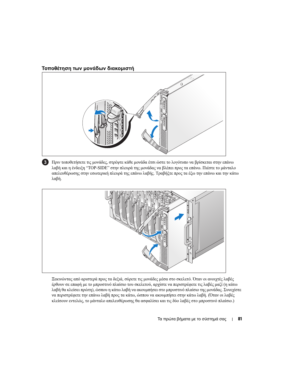 Τοποθέτηση των µονάδων διακοµιστή | Dell POWEREDGE 1955 User Manual | Page 83 / 162