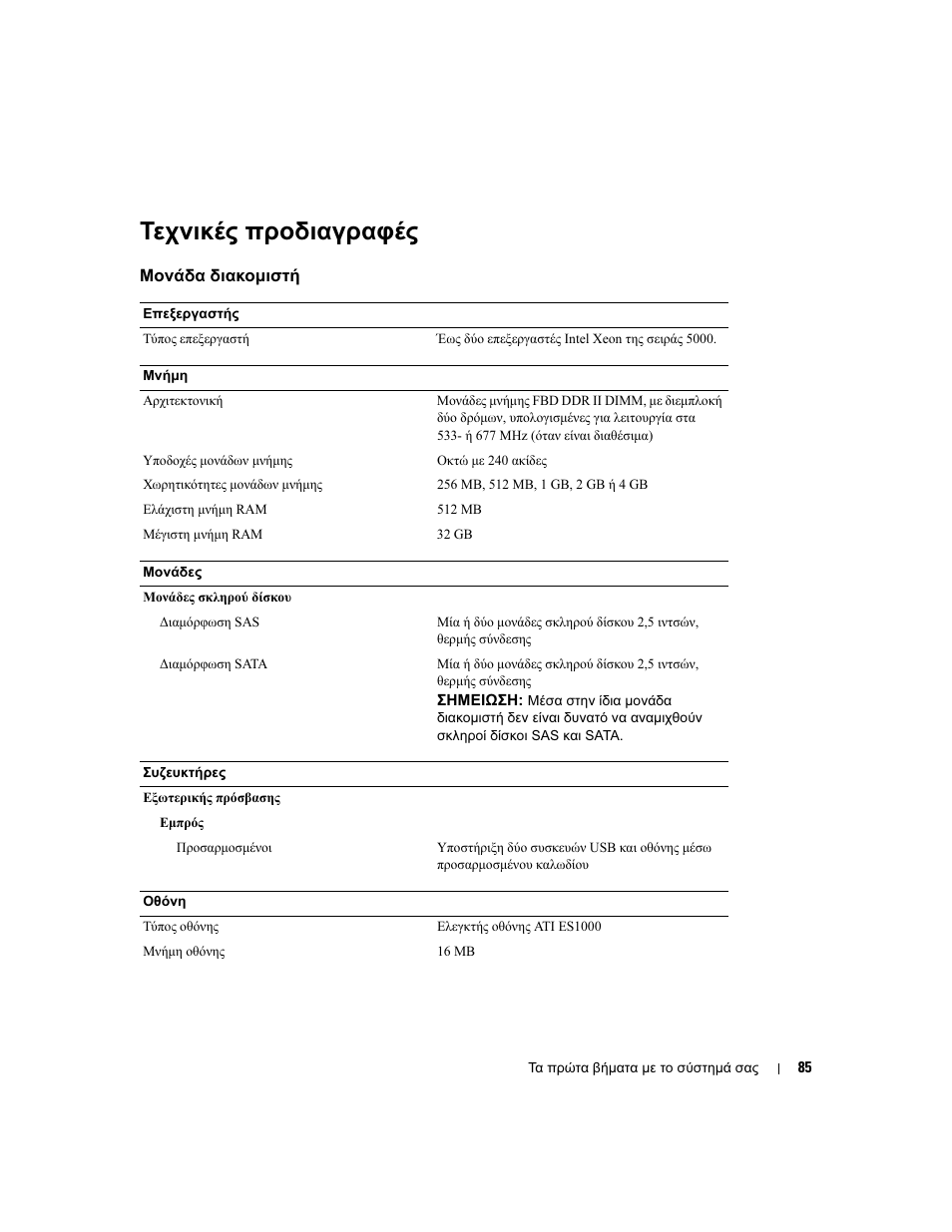 Τεχνικές προδιαγραφές | Dell POWEREDGE 1955 User Manual | Page 87 / 162