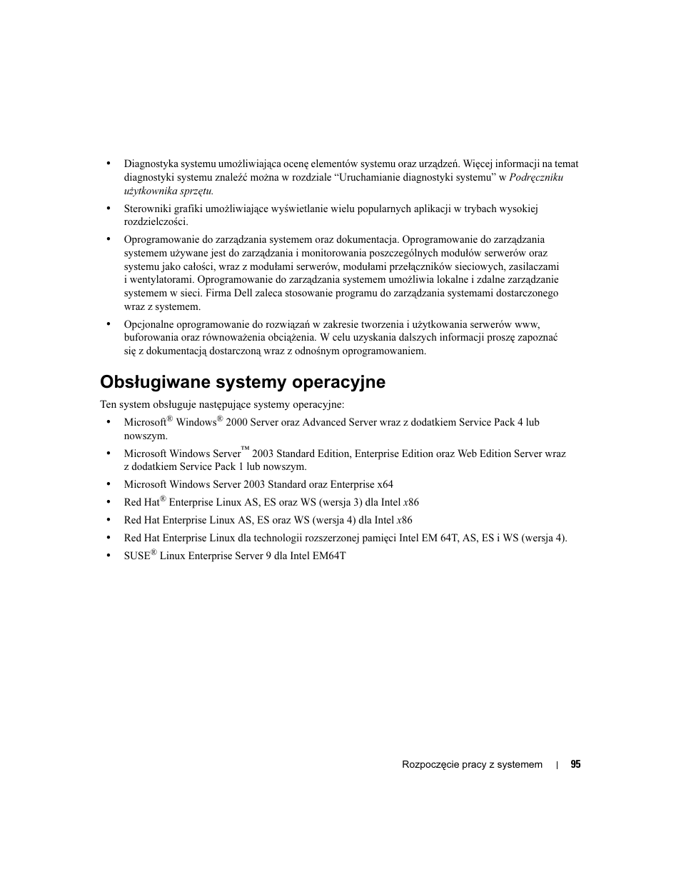 Obsługiwane systemy operacyjne | Dell POWEREDGE 1955 User Manual | Page 97 / 162