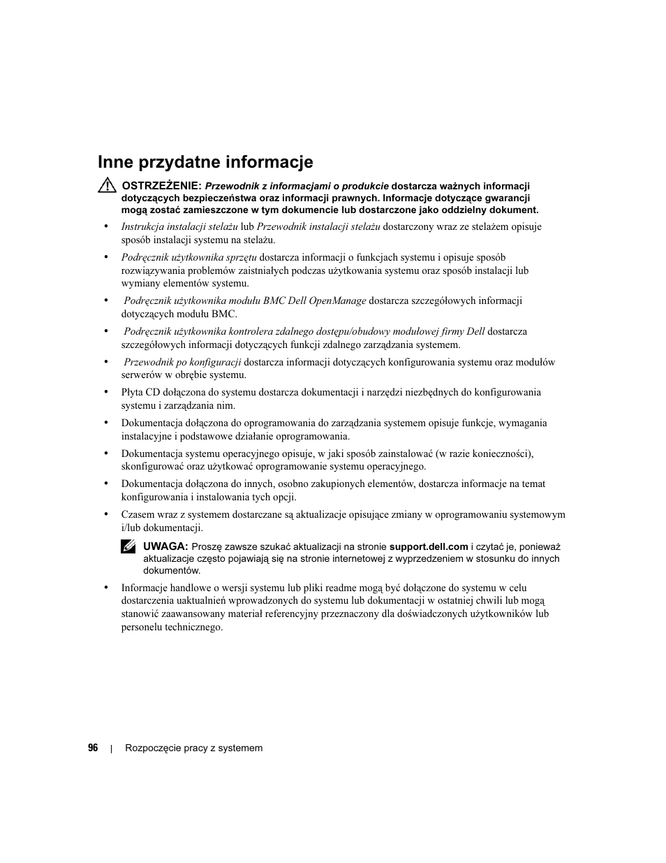 Inne przydatne informacje | Dell POWEREDGE 1955 User Manual | Page 98 / 162