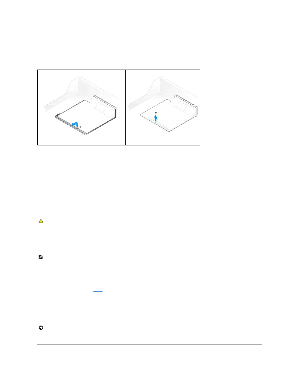 Step 1, In the next procedure, Replacing the system board | Dell OptiPlex GX270 User Manual | Page 22 / 25