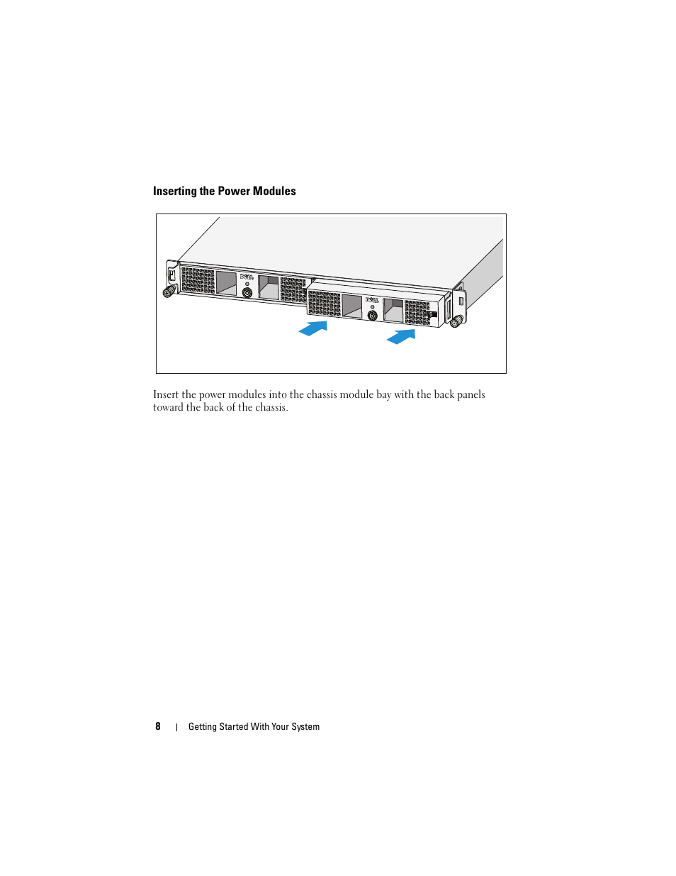 Inserting the power modules | Dell PowerVault NX3500 User Manual | Page 10 / 208