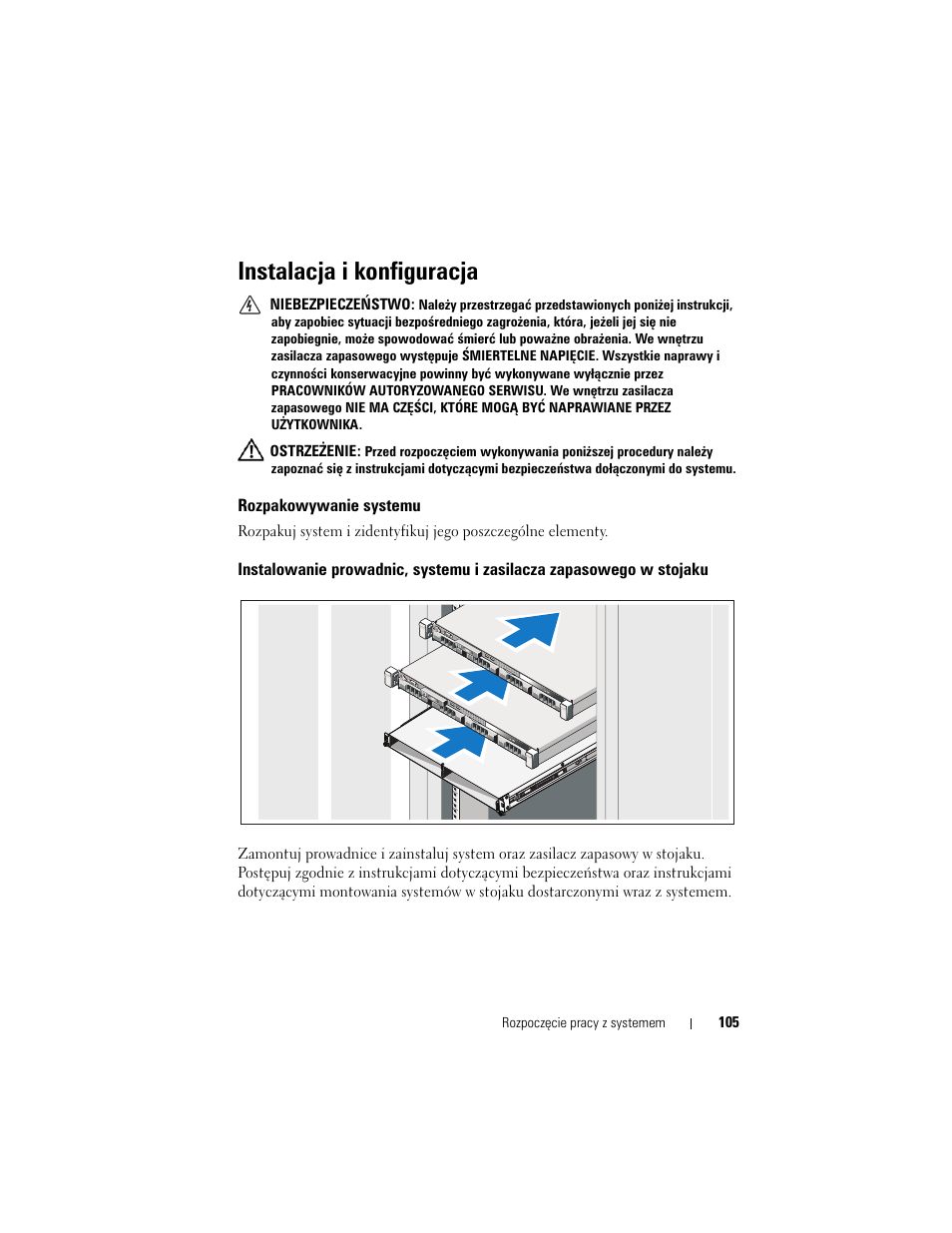 Instalacja i konfiguracja, Rozpakowywanie systemu | Dell PowerVault NX3500 User Manual | Page 107 / 208