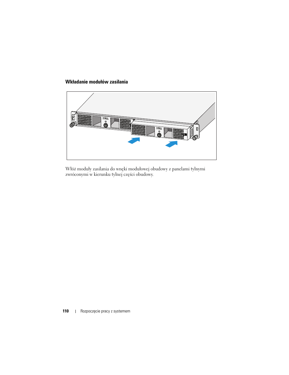 Wkładanie modułów zasilania | Dell PowerVault NX3500 User Manual | Page 112 / 208