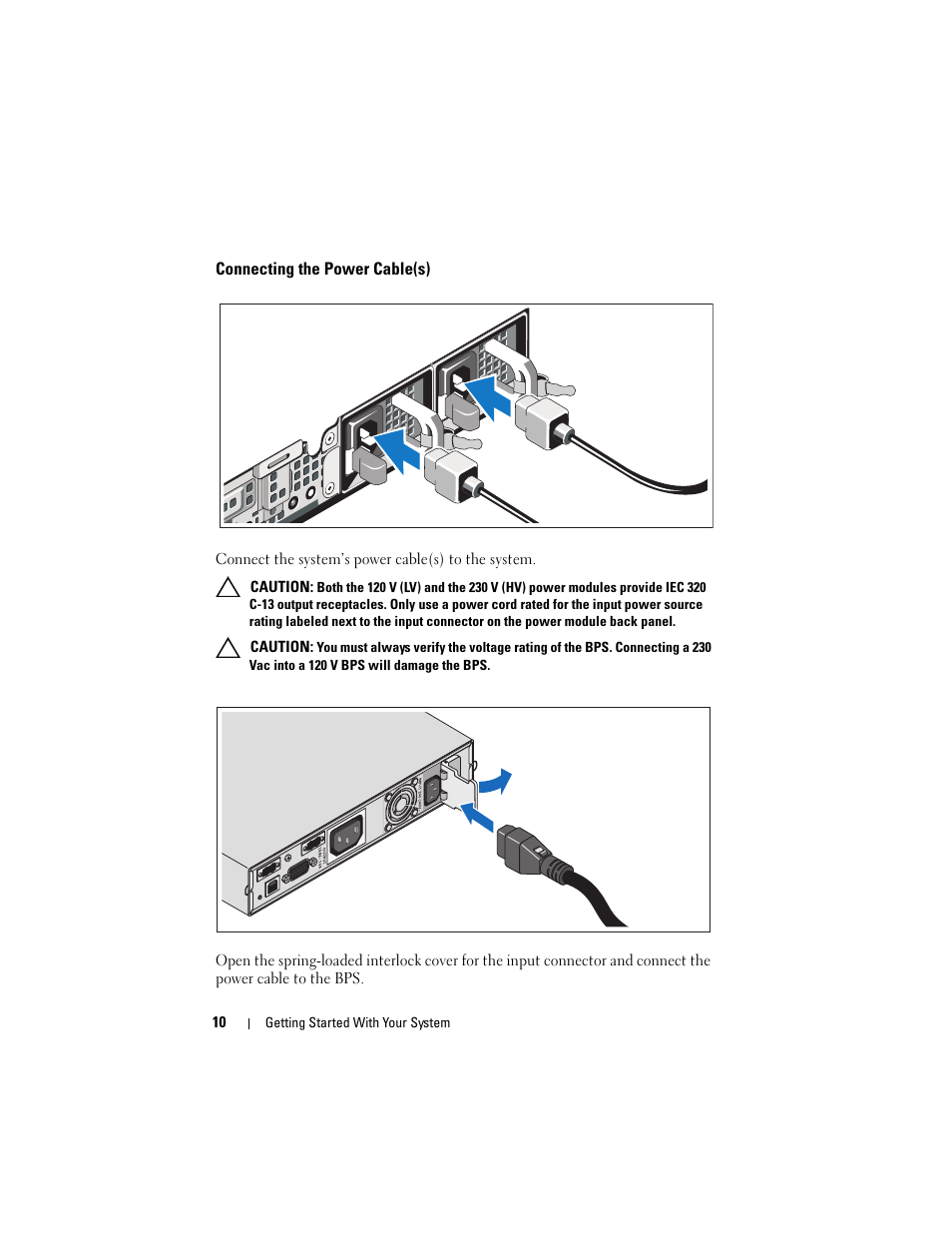 Connecting the power cable(s) | Dell PowerVault NX3500 User Manual | Page 12 / 208