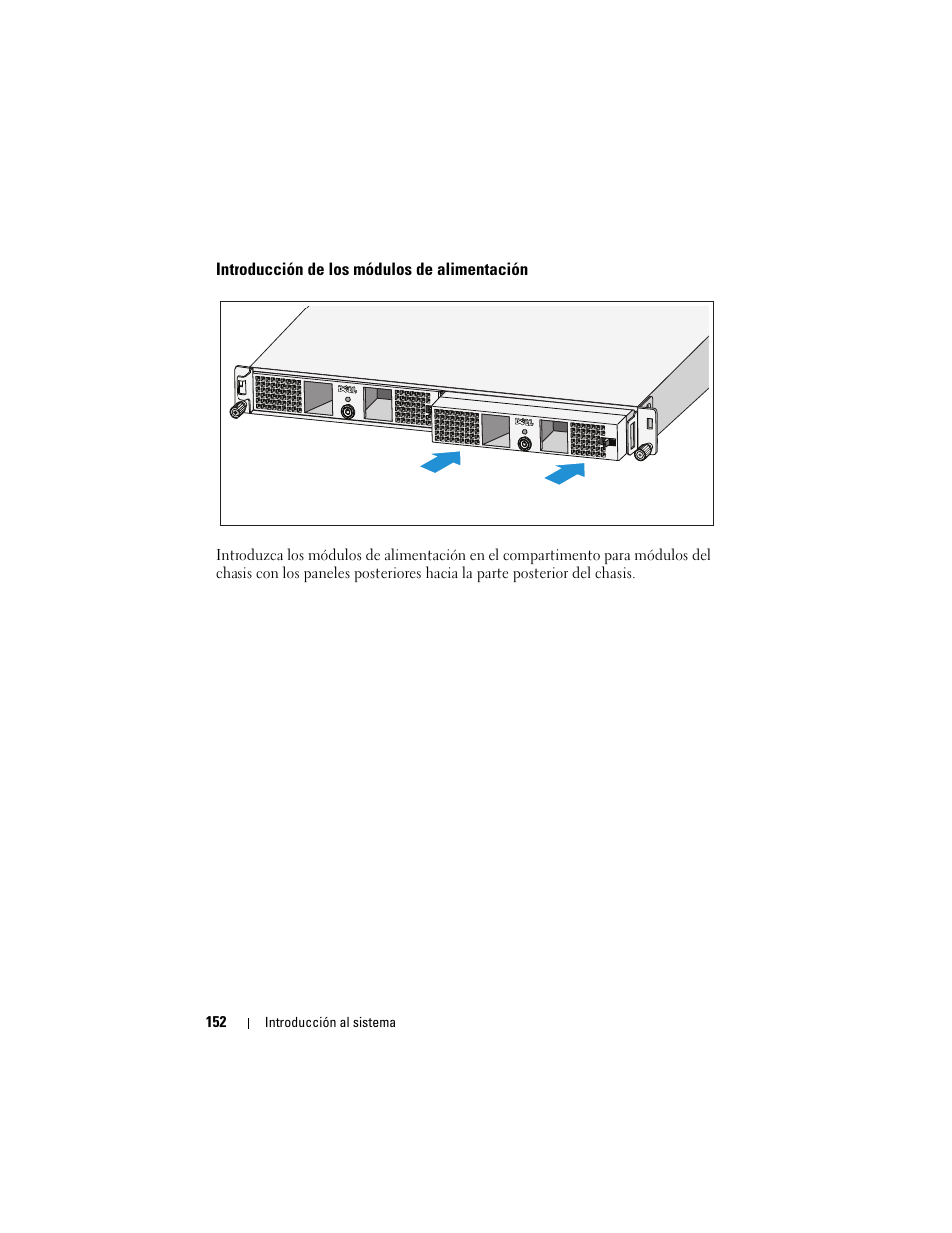 Introducción de los módulos de alimentación | Dell PowerVault NX3500 User Manual | Page 154 / 208