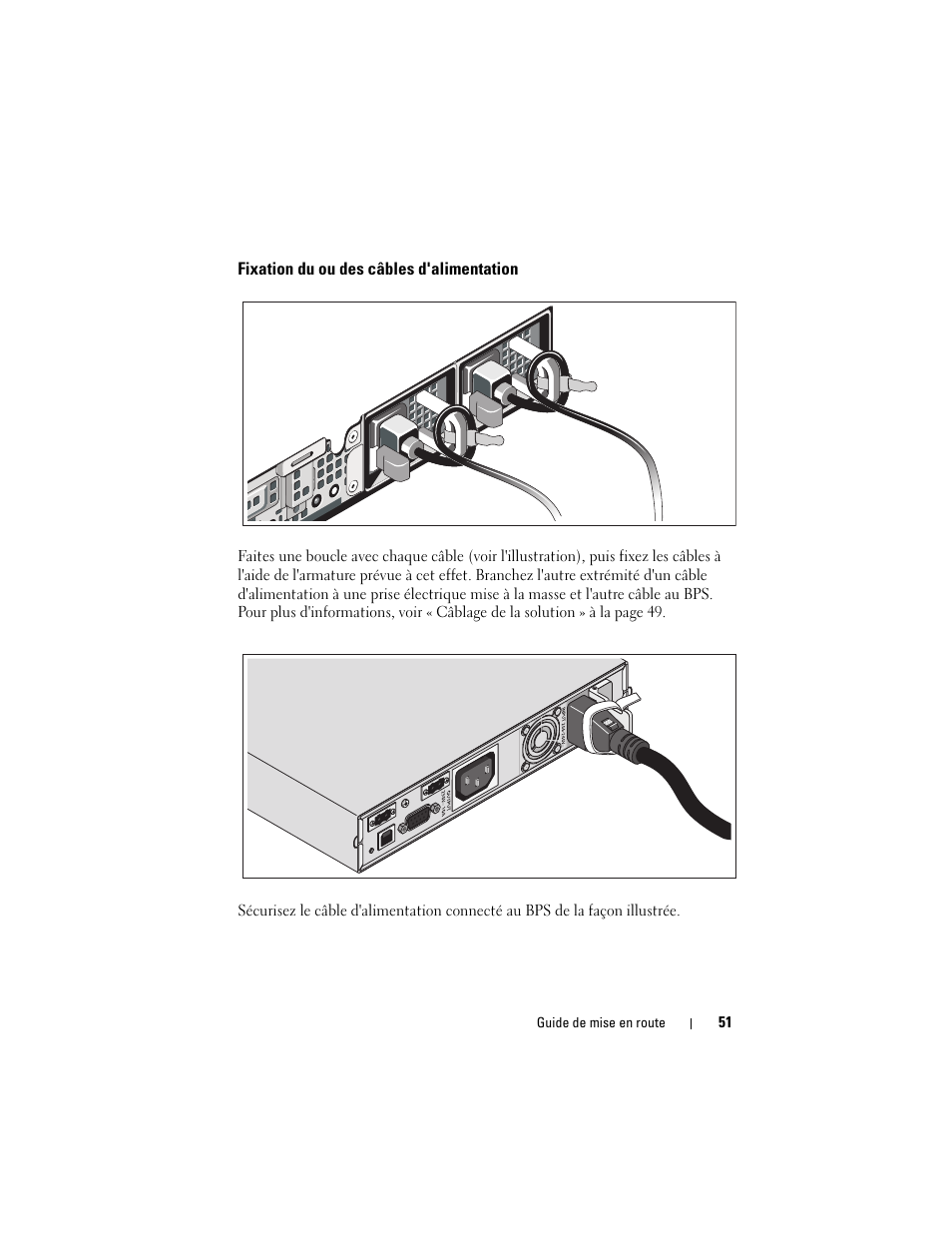 Fixation du ou des câbles d'alimentation | Dell PowerVault NX3500 User Manual | Page 53 / 208