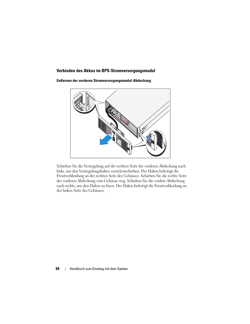 Verbinden des akkus im bps-stromversorgungsmodul | Dell PowerVault NX3500 User Manual | Page 66 / 208