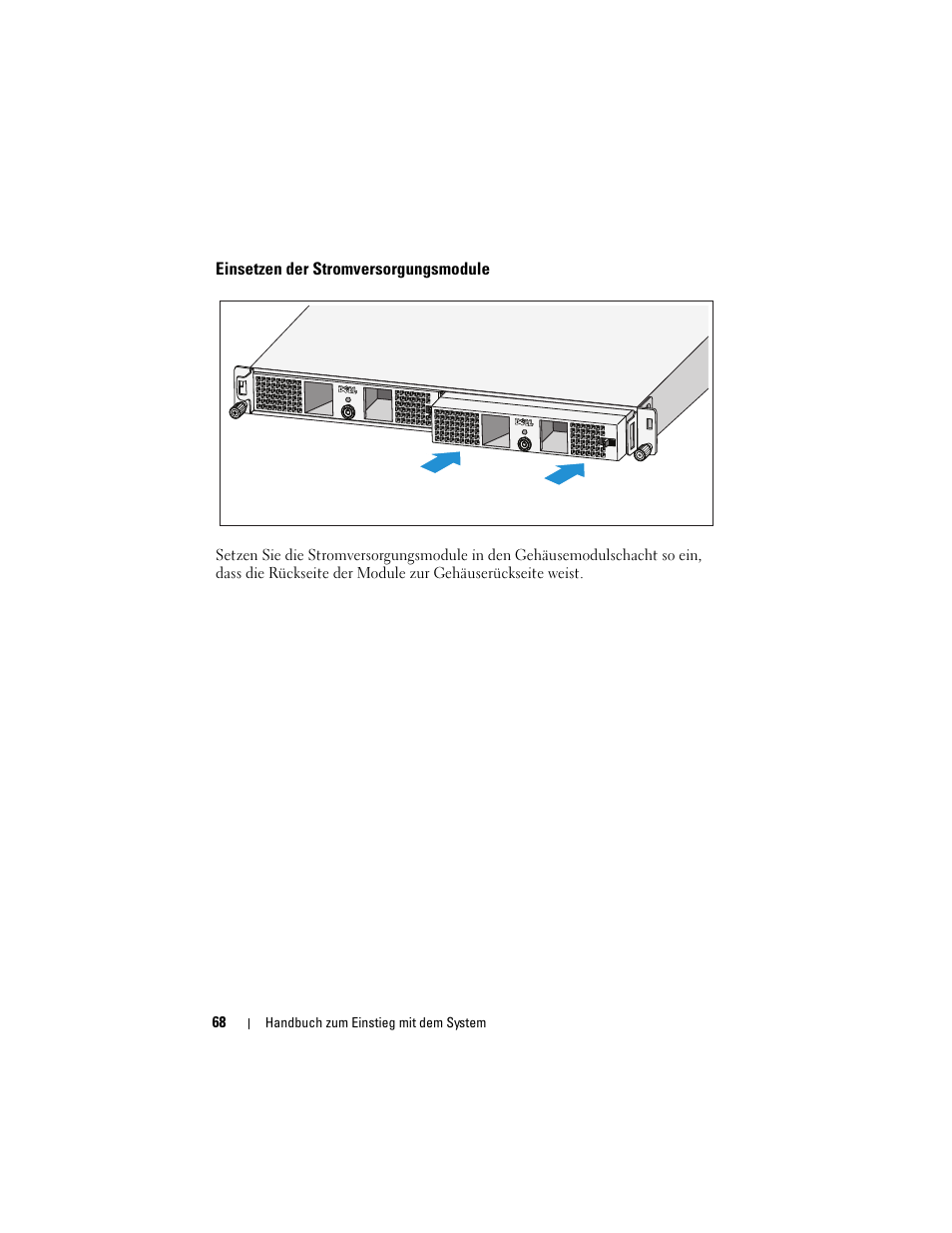 Einsetzen der stromversorgungsmodule | Dell PowerVault NX3500 User Manual | Page 70 / 208