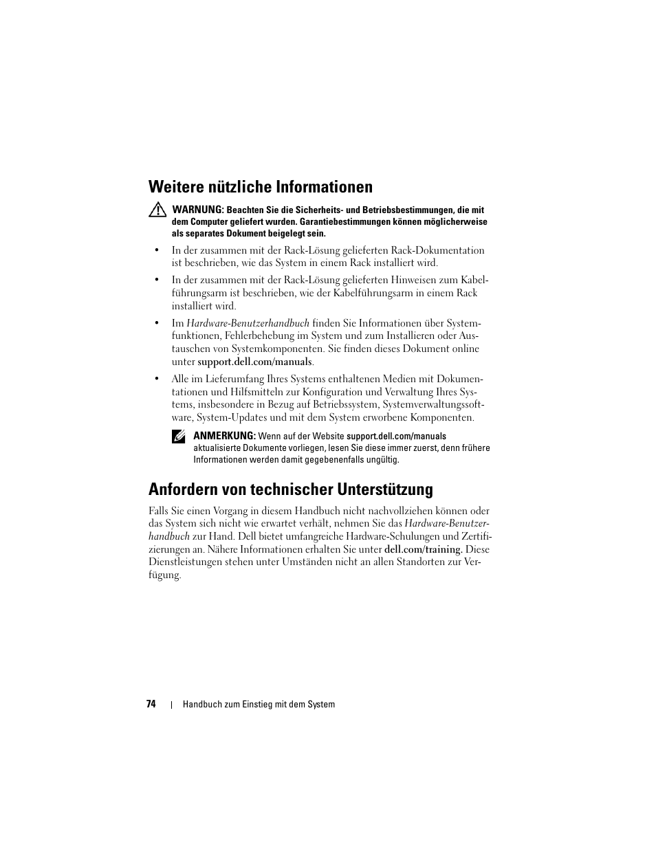 Weitere nützliche informationen, Anfordern von technischer unterstützung | Dell PowerVault NX3500 User Manual | Page 76 / 208