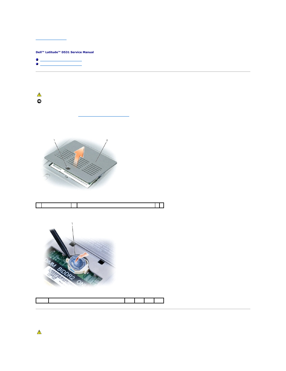 Coin-cell battery, Removing the coin-cell battery, Replacing the coin-cell battery | Dell Latitude D531 User Manual | Page 11 / 46