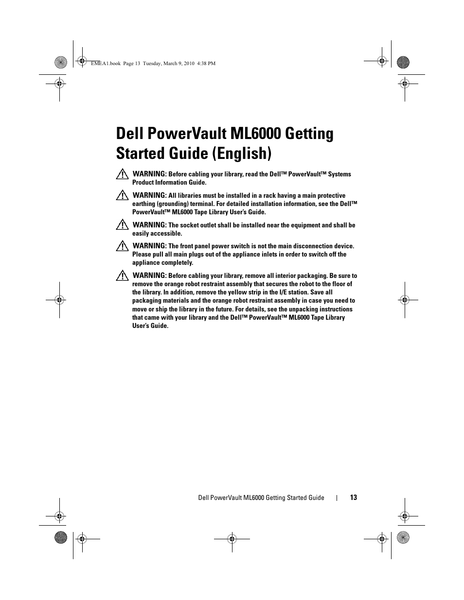 Dell PowerVault ML6000 User Manual | Page 13 / 108