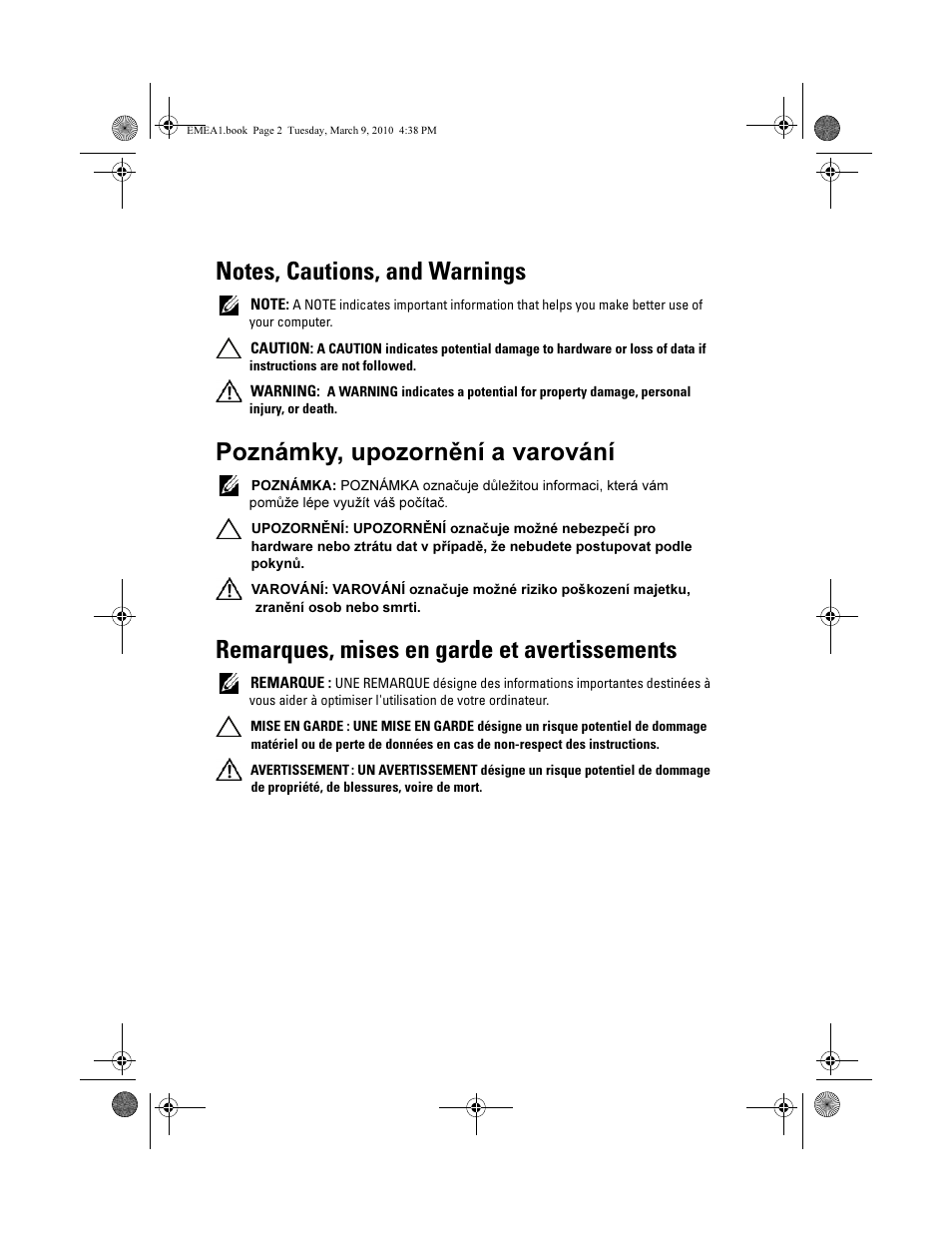 Poznámky, upozornění a varování, Remarques, mises en garde et avertissements | Dell PowerVault ML6000 User Manual | Page 2 / 108