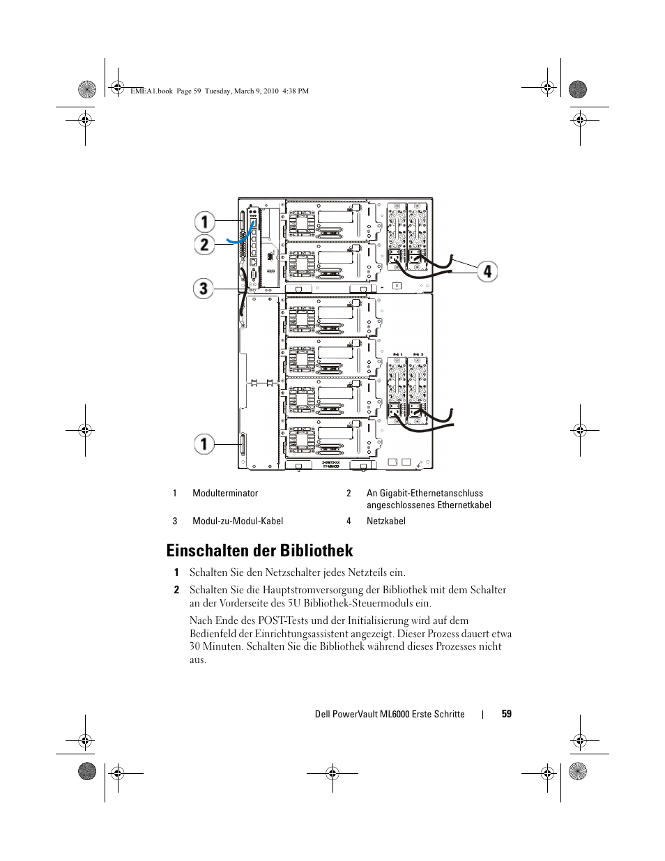 Einschalten der bibliothek | Dell PowerVault ML6000 User Manual | Page 59 / 108