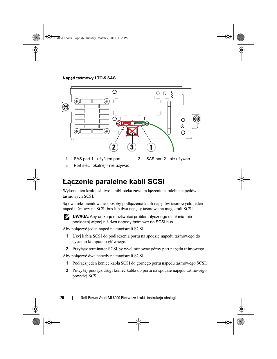 Łączenie paralelne kabli scsi | Dell PowerVault ML6000 User Manual | Page 76 / 108