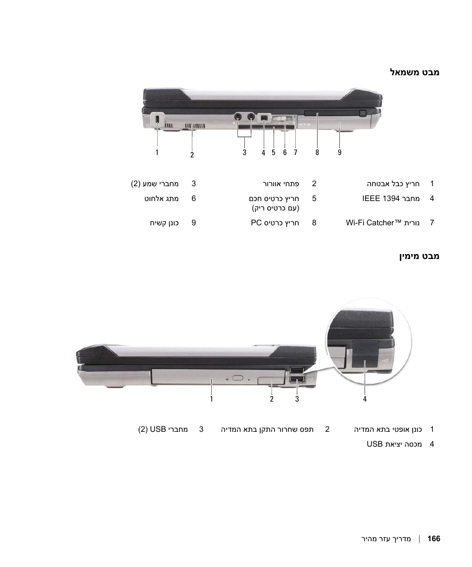 מבט משמאל, מבט מימין | Dell Latitude D630 ATG User Manual | Page 169 / 178