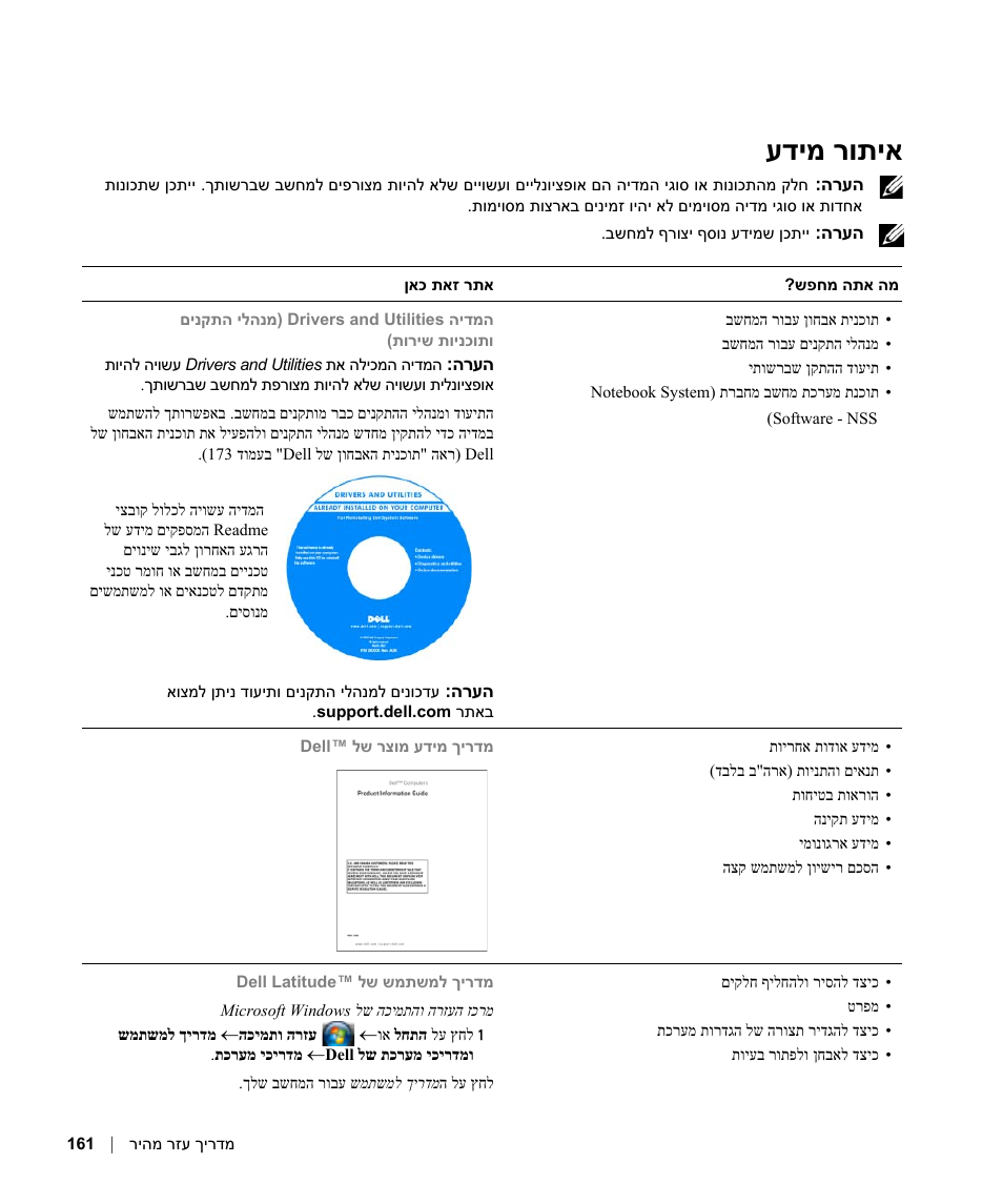 איתור מידע, ארותי דימ ע | Dell Latitude D630 ATG User Manual | Page 174 / 178