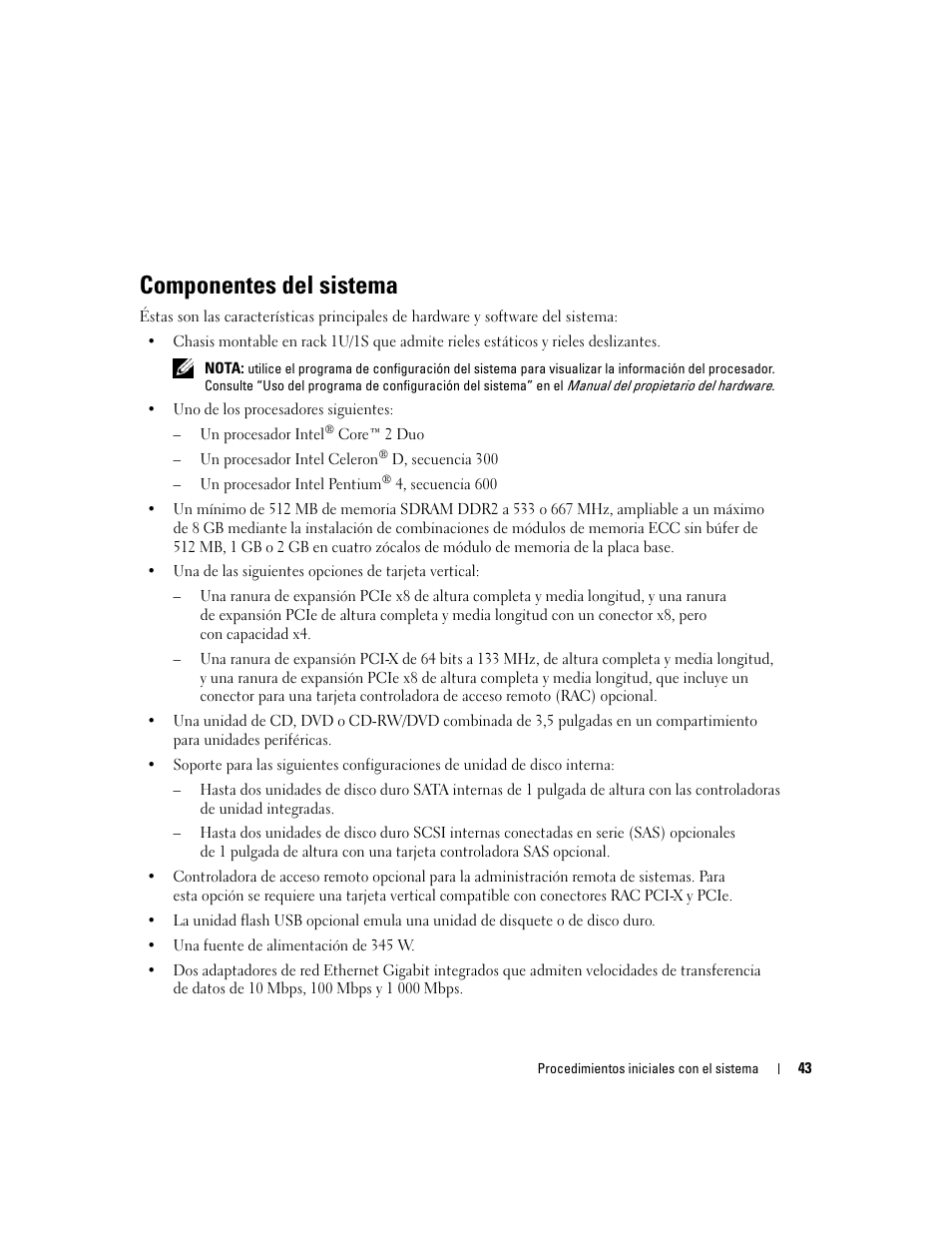 Componentes del sistema | Dell PowerEdge 860 User Manual | Page 101 / 126