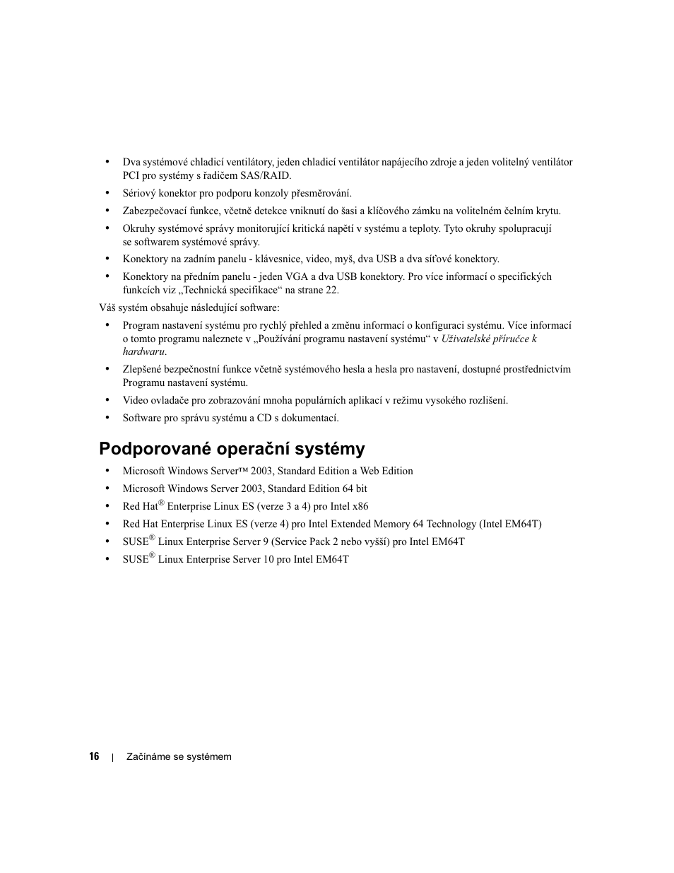 Podporované operační systémy | Dell PowerEdge 860 User Manual | Page 18 / 126