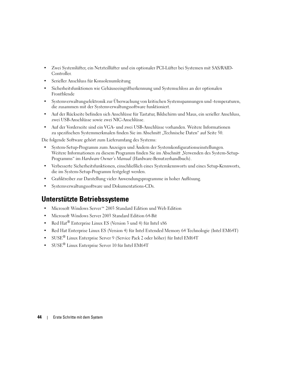 Unterstützte betriebssysteme | Dell PowerEdge 860 User Manual | Page 46 / 126