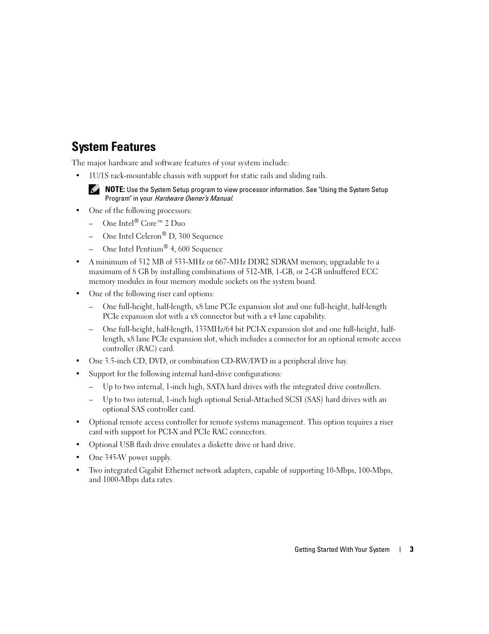 System features | Dell PowerEdge 860 User Manual | Page 5 / 126