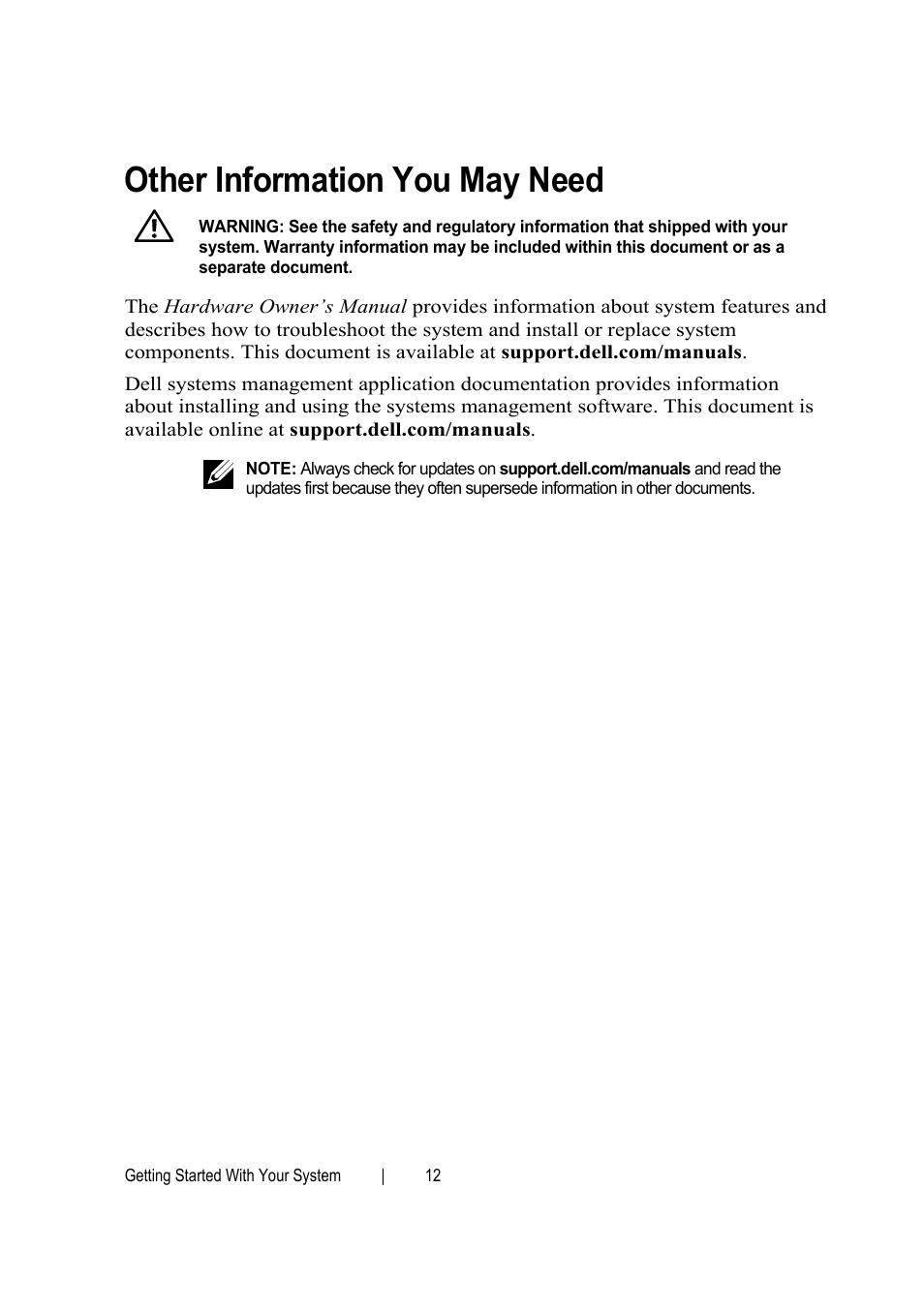 Other information you may need | Dell PowerEdge C6145 User Manual | Page 12 / 152