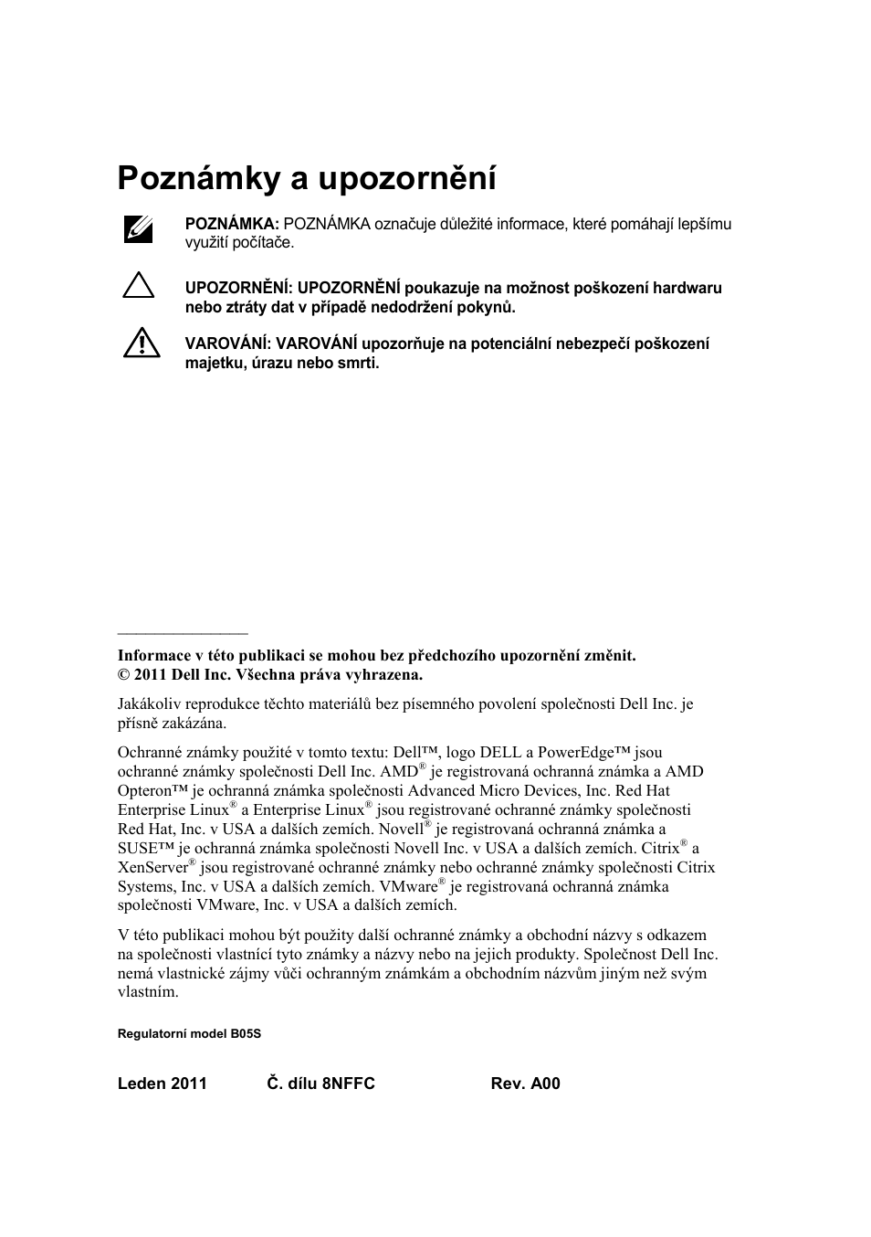 Poznámky a upozornění | Dell PowerEdge C6145 User Manual | Page 18 / 152