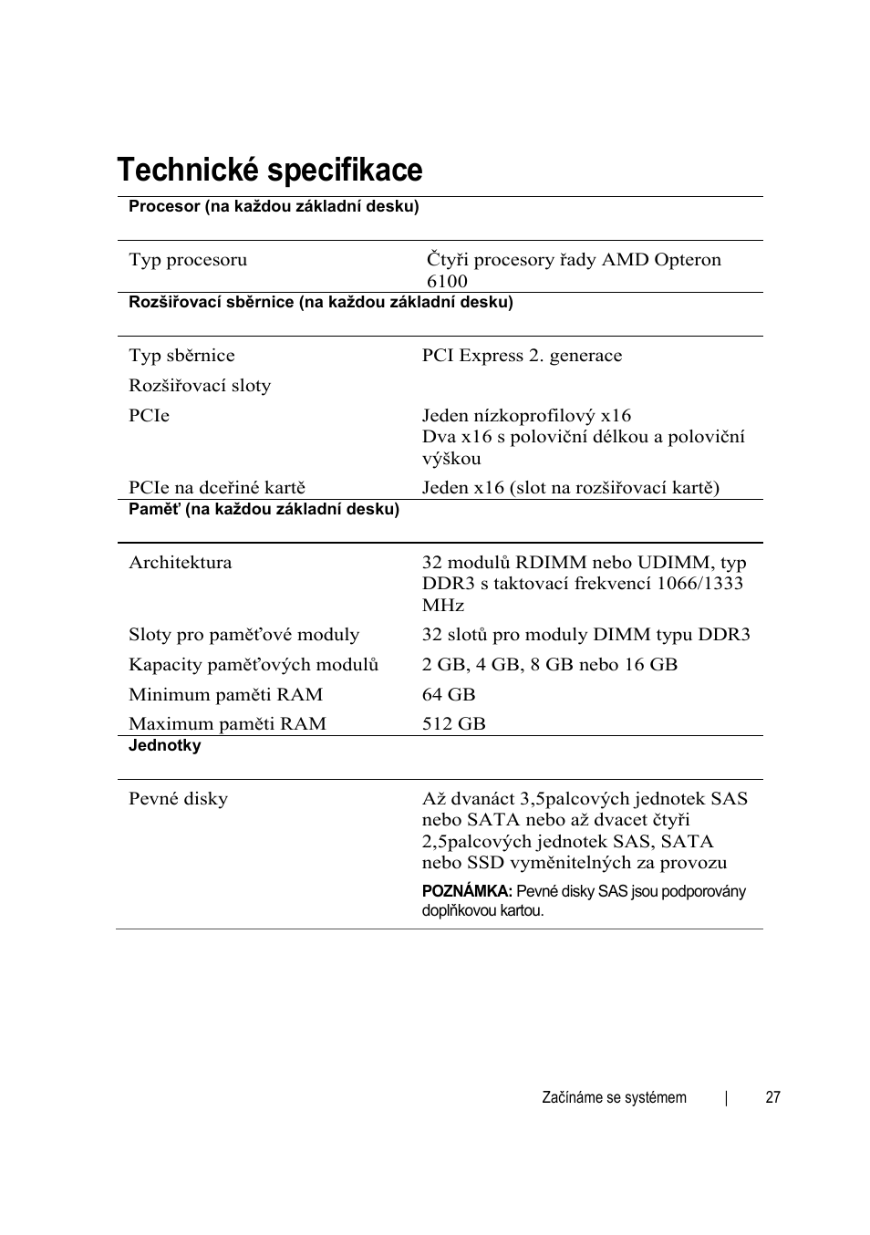 Technické specifikace | Dell PowerEdge C6145 User Manual | Page 27 / 152