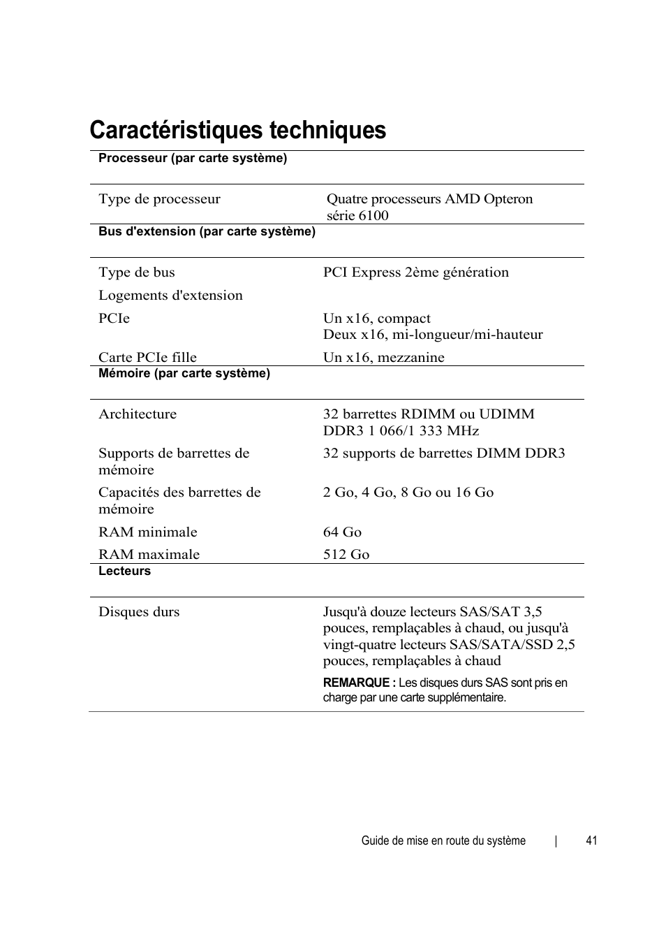 Caractéristiques techniques | Dell PowerEdge C6145 User Manual | Page 41 / 152