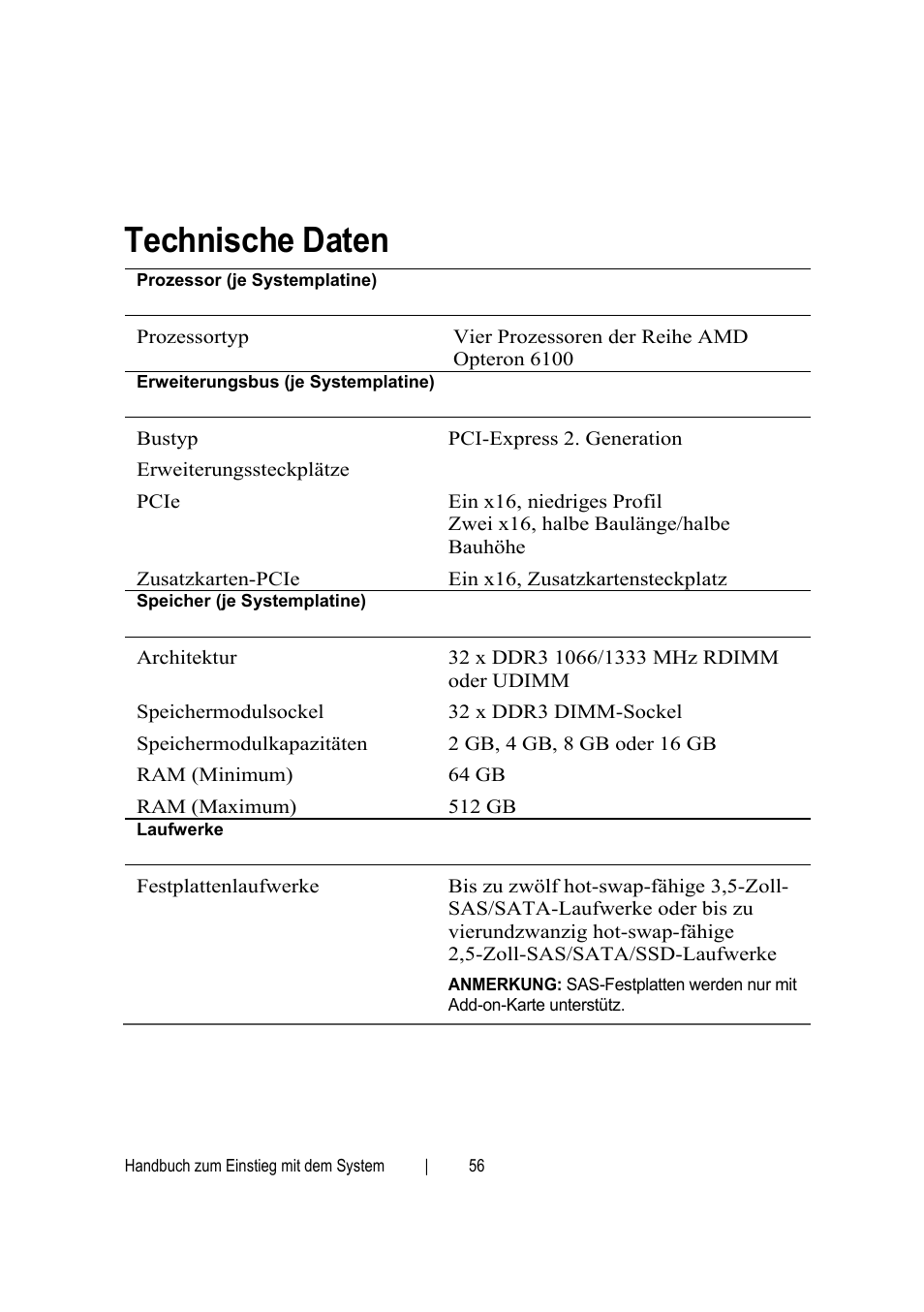 Technische daten | Dell PowerEdge C6145 User Manual | Page 56 / 152