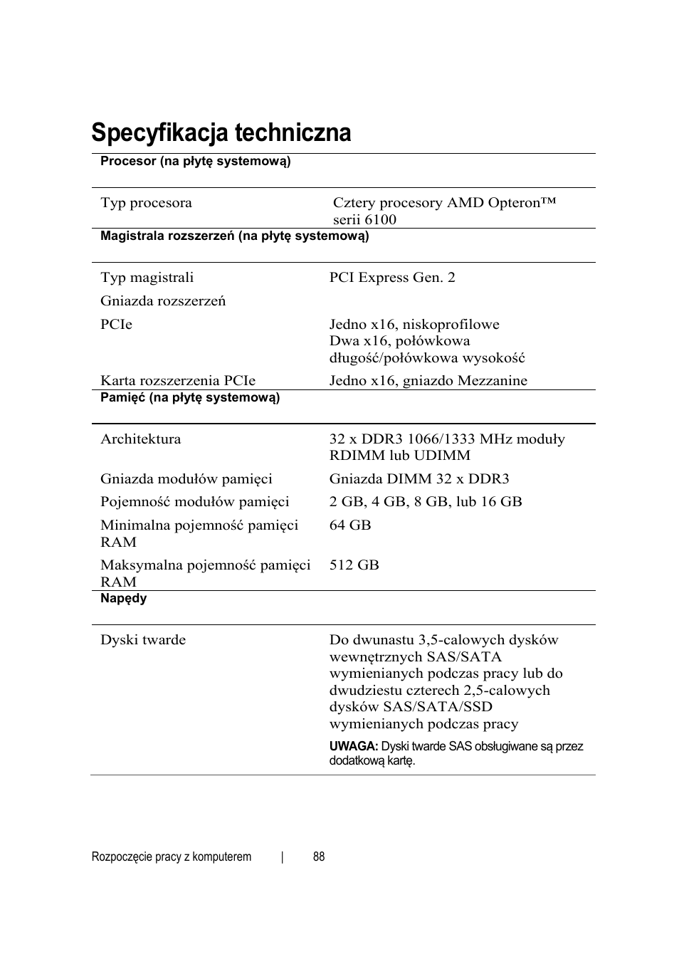 Specyfikacja techniczna | Dell PowerEdge C6145 User Manual | Page 88 / 152