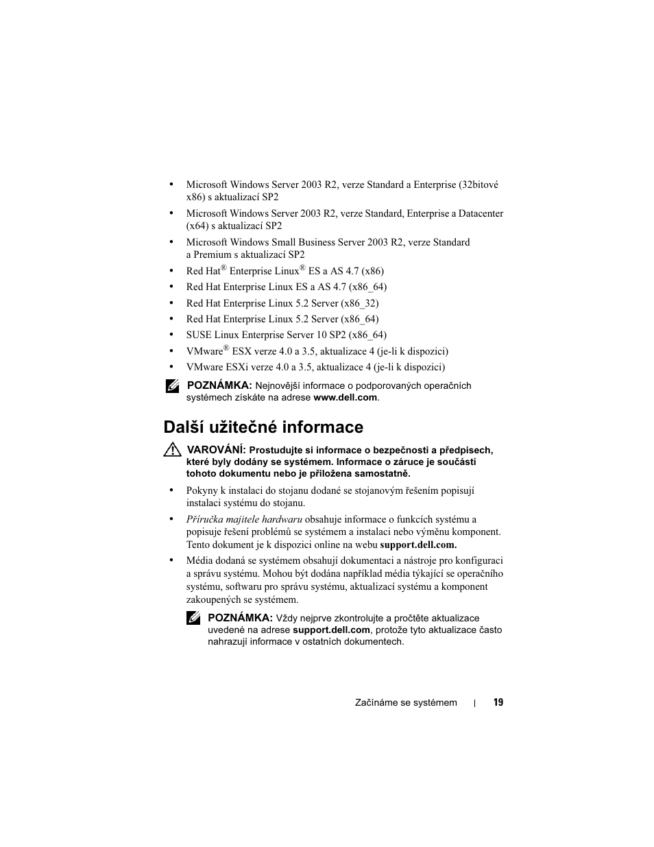 Další užitečné informace | Dell POWEREDGE R610 User Manual | Page 21 / 128