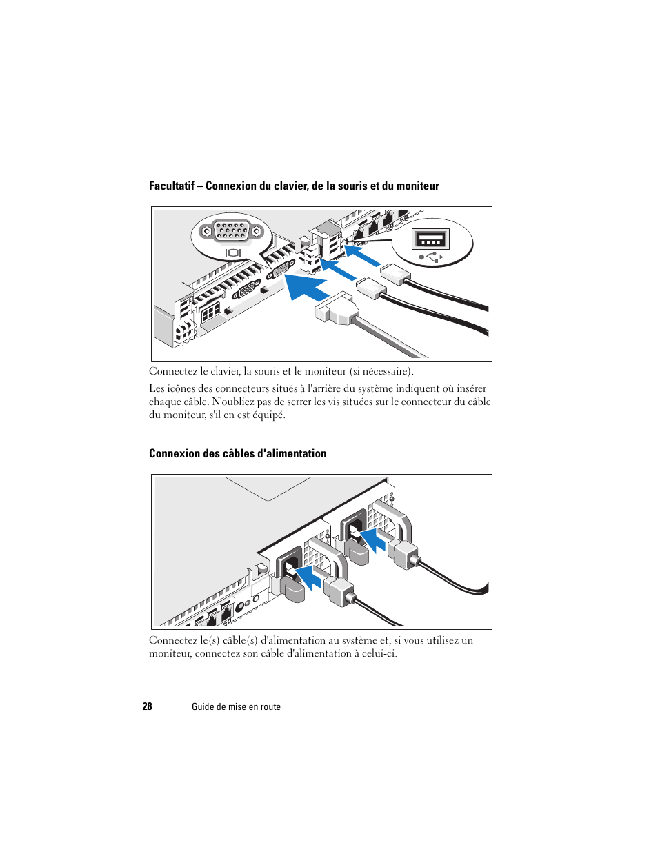 Connexion des câbles d'alimentation | Dell POWEREDGE R610 User Manual | Page 30 / 128