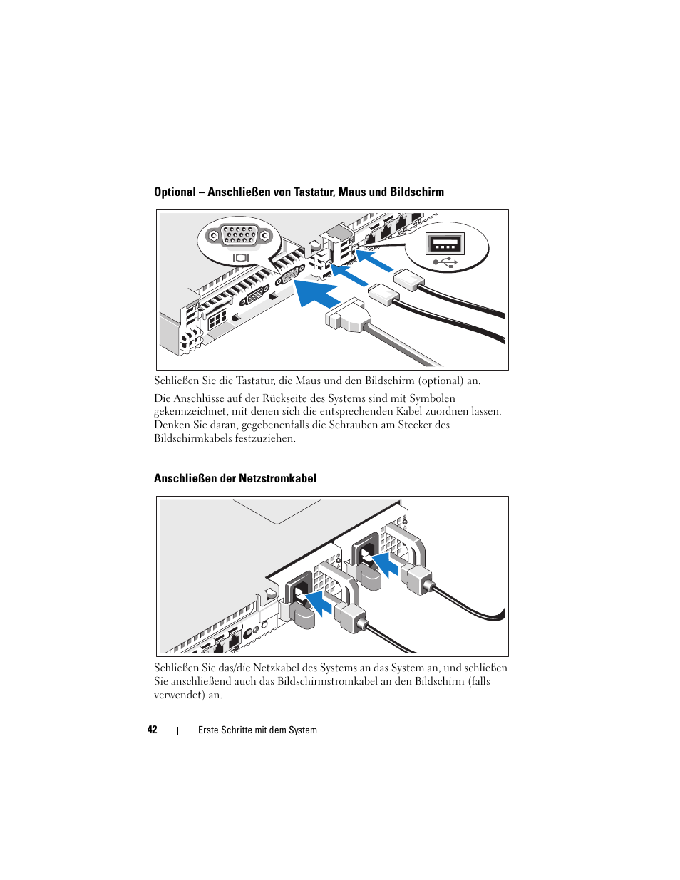 Anschließen der netzstromkabel | Dell POWEREDGE R610 User Manual | Page 44 / 128