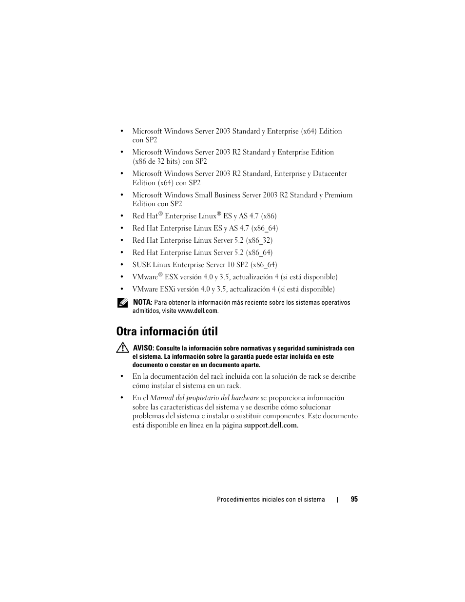 Otra información útil | Dell POWEREDGE R610 User Manual | Page 97 / 128