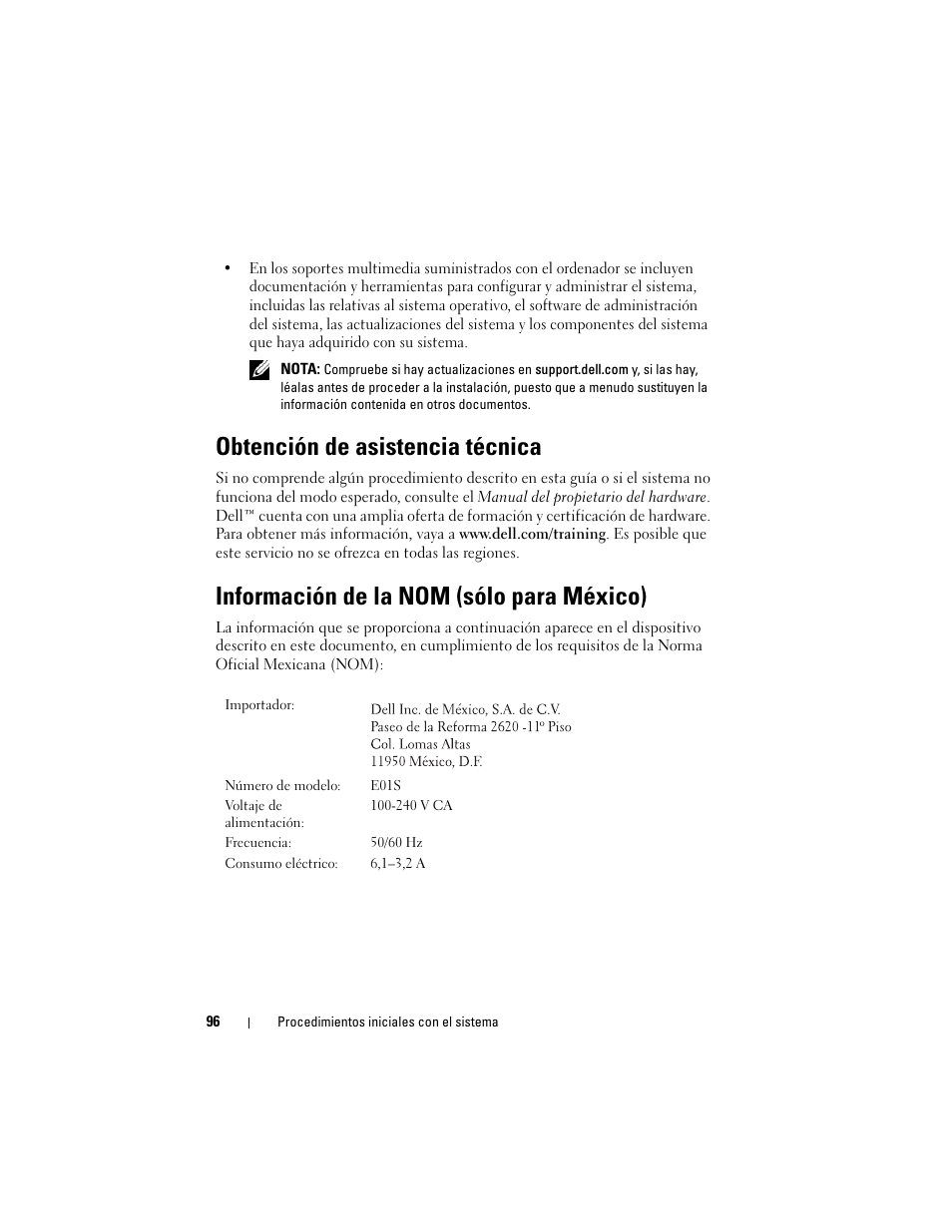 Obtención de asistencia técnica, Información de la nom (sólo para méxico) | Dell POWEREDGE R610 User Manual | Page 98 / 128