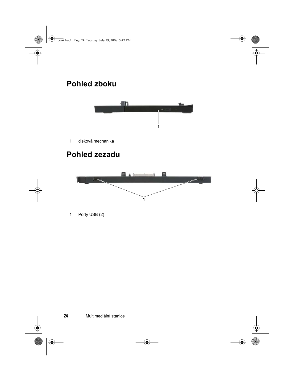 Pohled zboku, Pohled zezadu, Pohled zboku pohled zezadu | Dell Latitude E4200 User Manual | Page 26 / 124