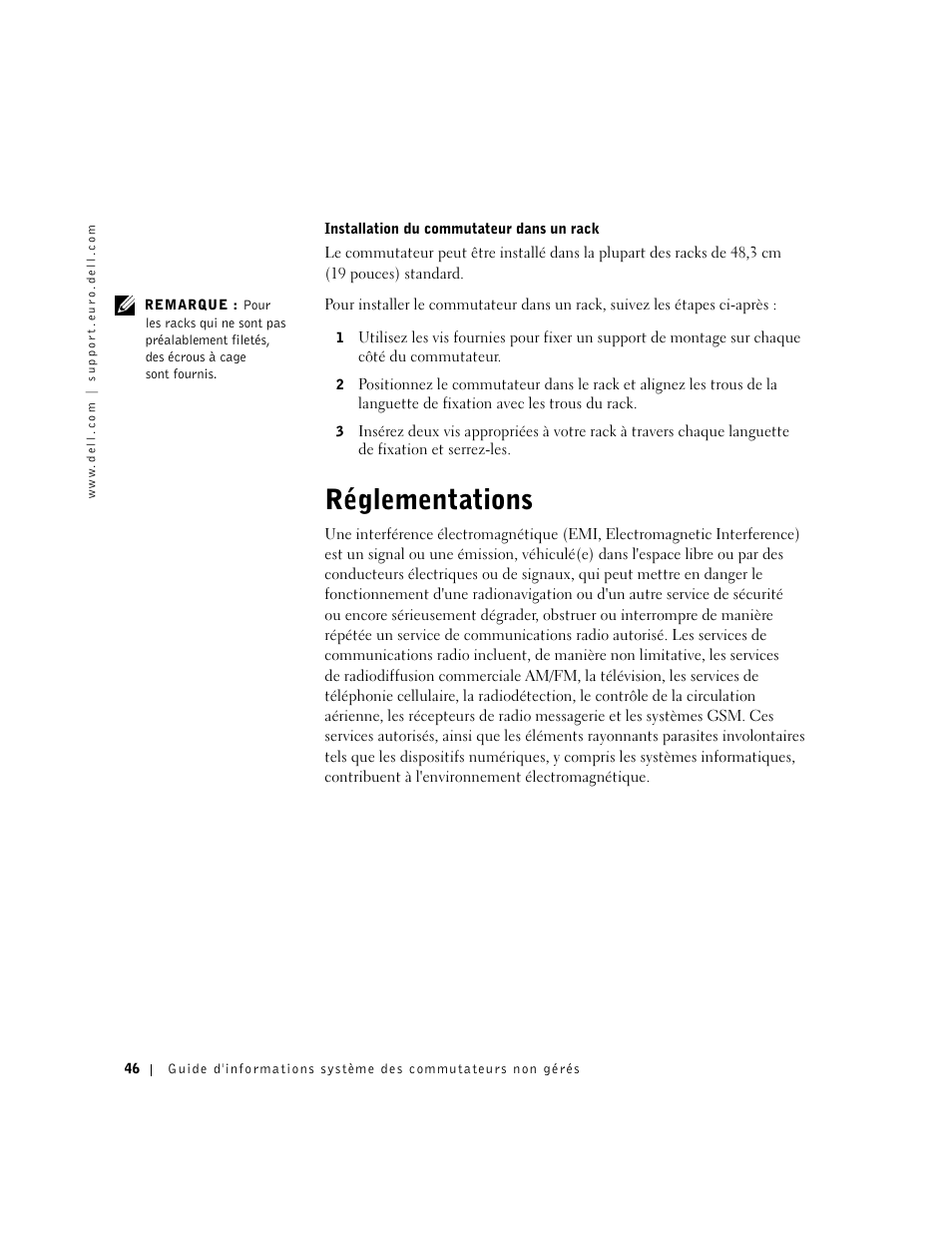 Réglementations | Dell PowerConnect 2508 User Manual | Page 48 / 146