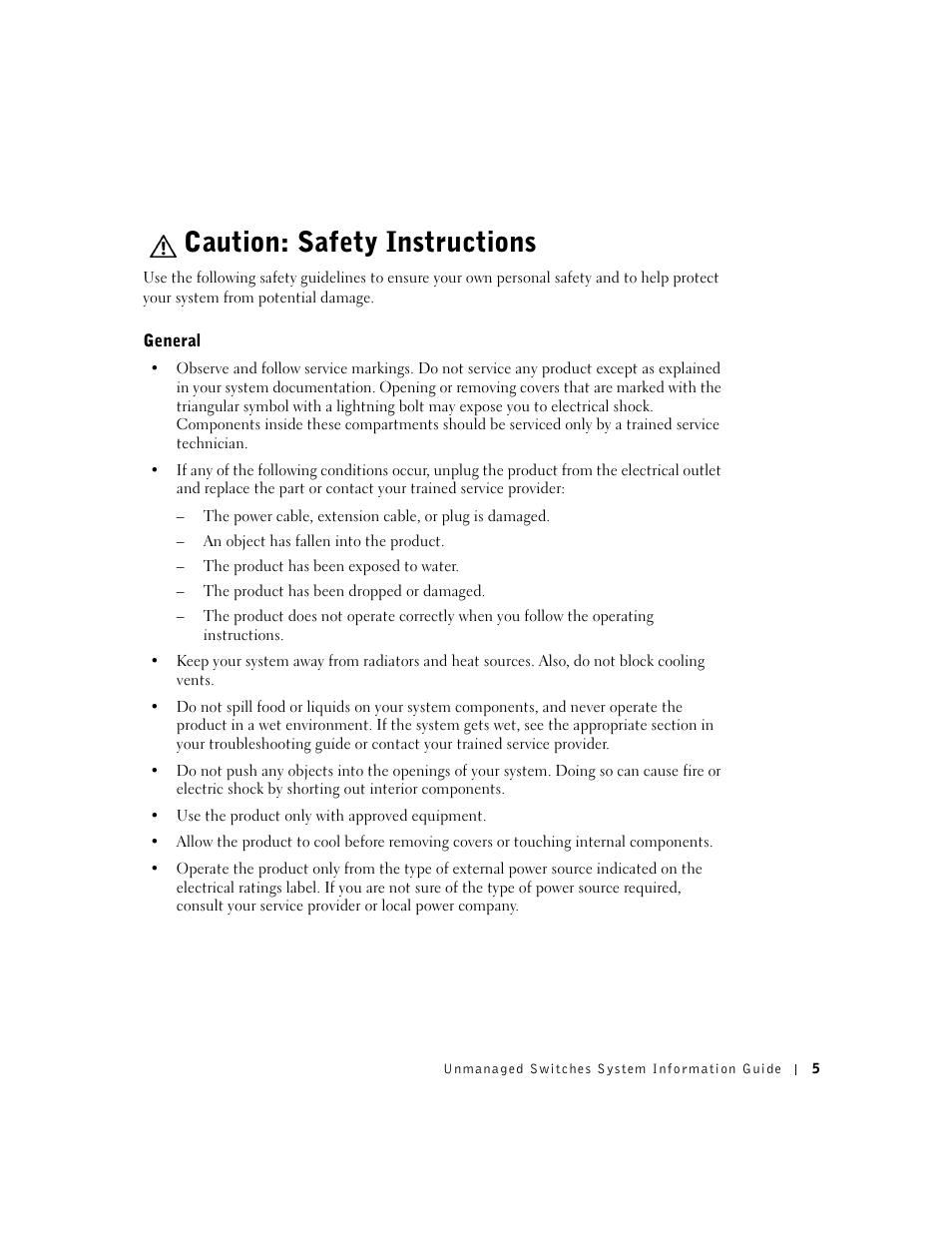 Caution: safety instructions, General | Dell PowerConnect 2508 User Manual | Page 7 / 146