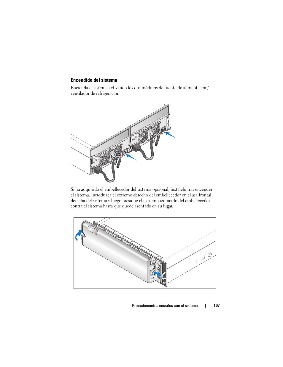 Encendido del sistema | Dell PowerVault MD3000i User Manual | Page 109 / 144