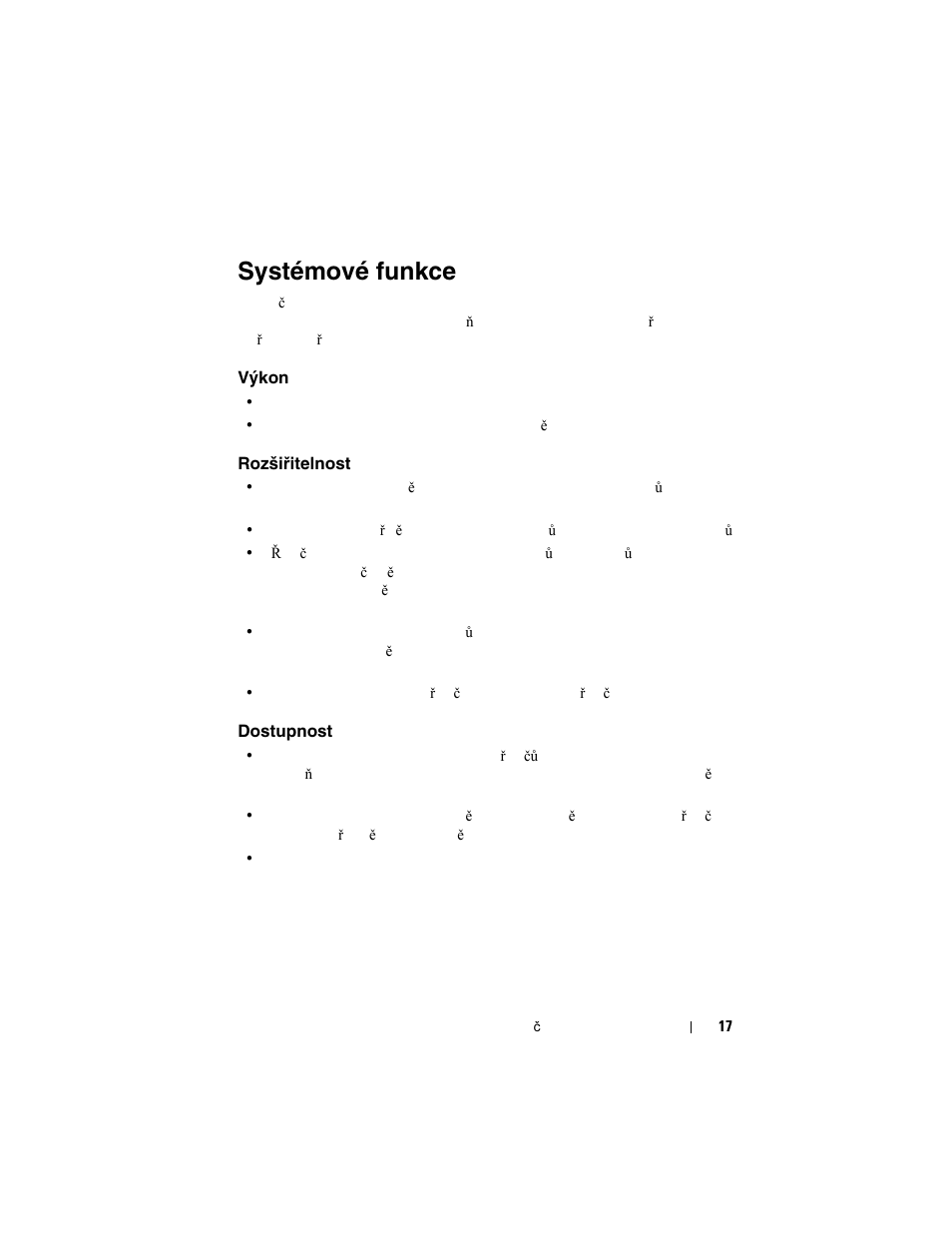 Systémové funkce, Vækon, Rozðiøitelnost | Dostupnost | Dell PowerVault MD3000i User Manual | Page 19 / 144