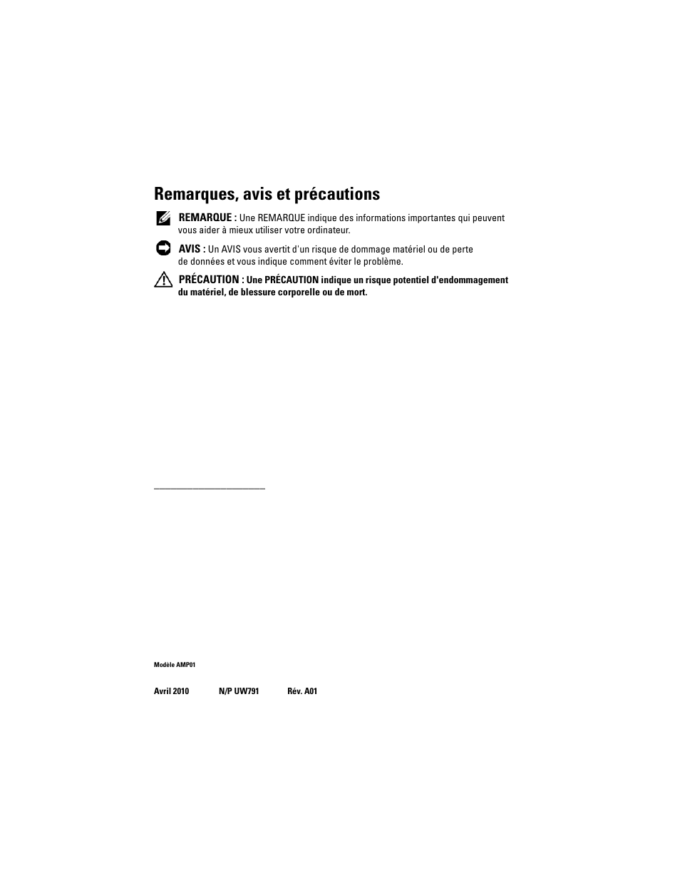 Remarques, avis et précautions | Dell PowerVault MD3000i User Manual | Page 32 / 144