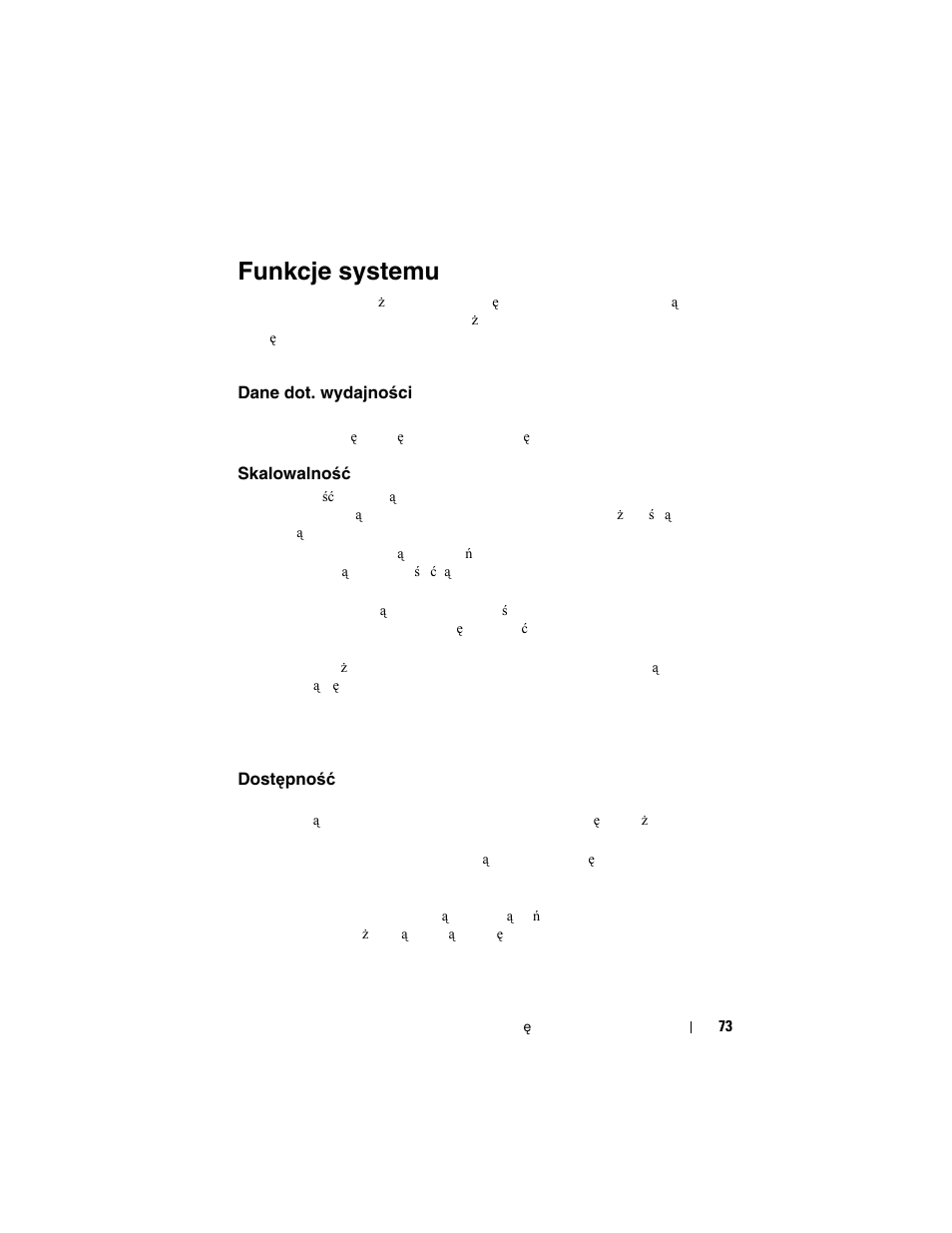 Funkcje systemu, Dane dot. wydajności, Skalowalnoœæ | Dostępność | Dell PowerVault MD3000i User Manual | Page 75 / 144