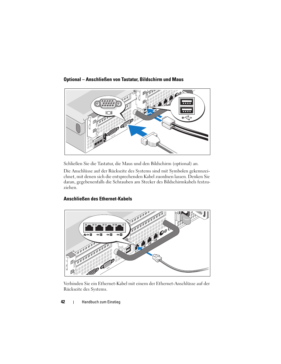 Anschließen des ethernet-kabels | Dell PowerVault DL2100 User Manual | Page 44 / 126