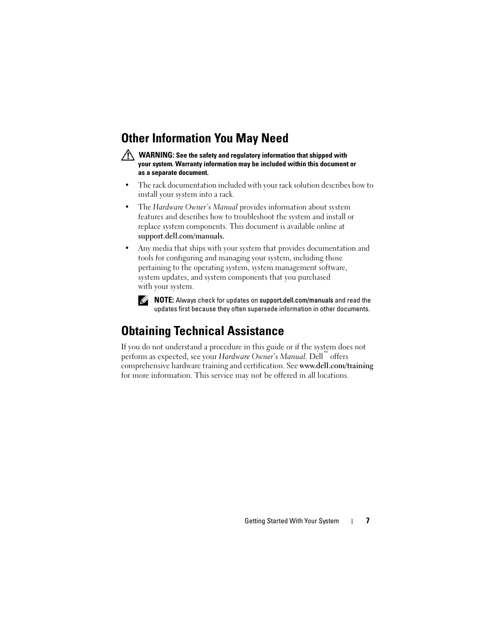 Other information you may need, Obtaining technical assistance | Dell PowerVault DL2100 User Manual | Page 9 / 126