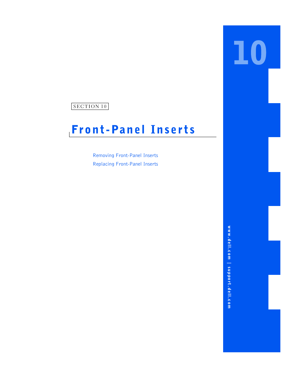 Front-panel inserts, 10 front-panel inserts | Dell OptiPlex GX240 User Manual | Page 105 / 144